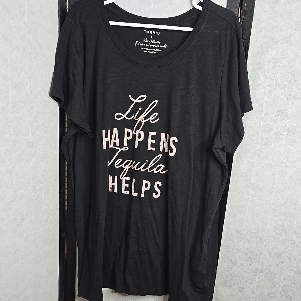 Torrid Black Graphic Tee - Life Happens Tequila Helps